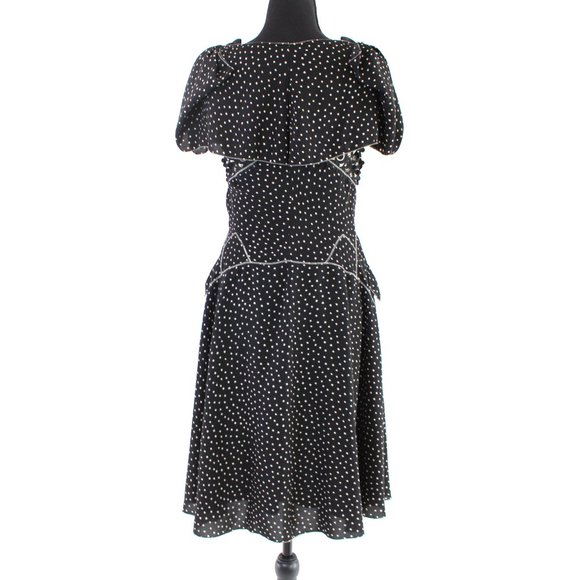Byron Lars Beguile Black Tan Laser Cut Fit & Flare Flutter Midi Dress 2 Spotted - Picture 5 of 9